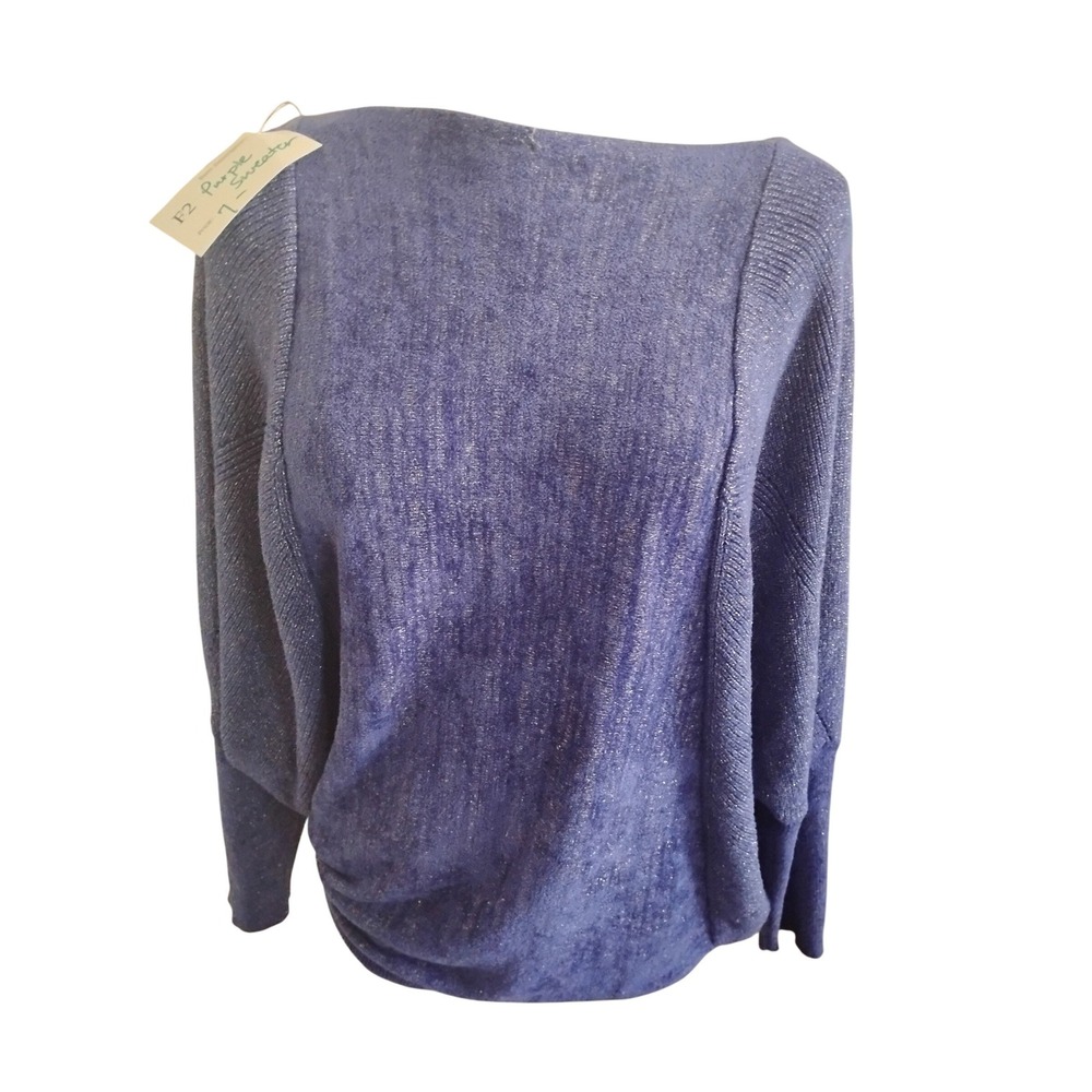 Melissa Purple Silver Sparkle Sweater Size Large‎ NWT